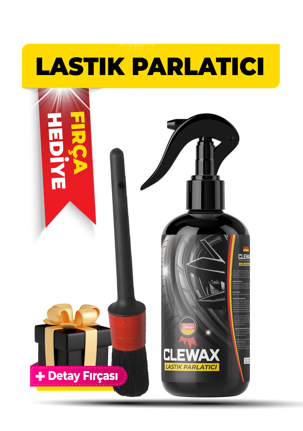 CLEWAX Lastik Parlatıcı 400 Ml (Detay Fırçası Hediyeli)