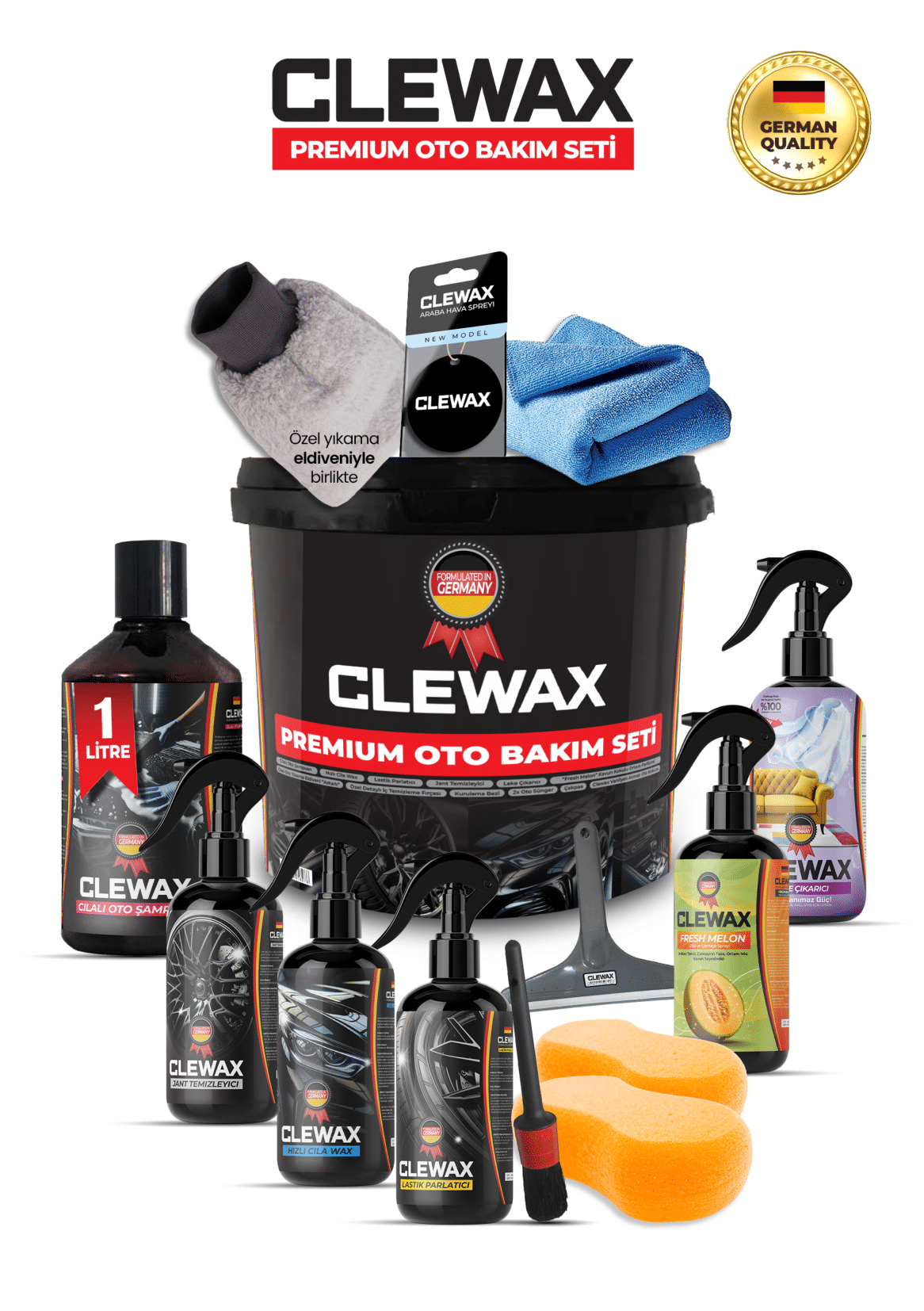 14 Parça Premium Araç ve Motorsiklet Yıkama ve Bakım Seti